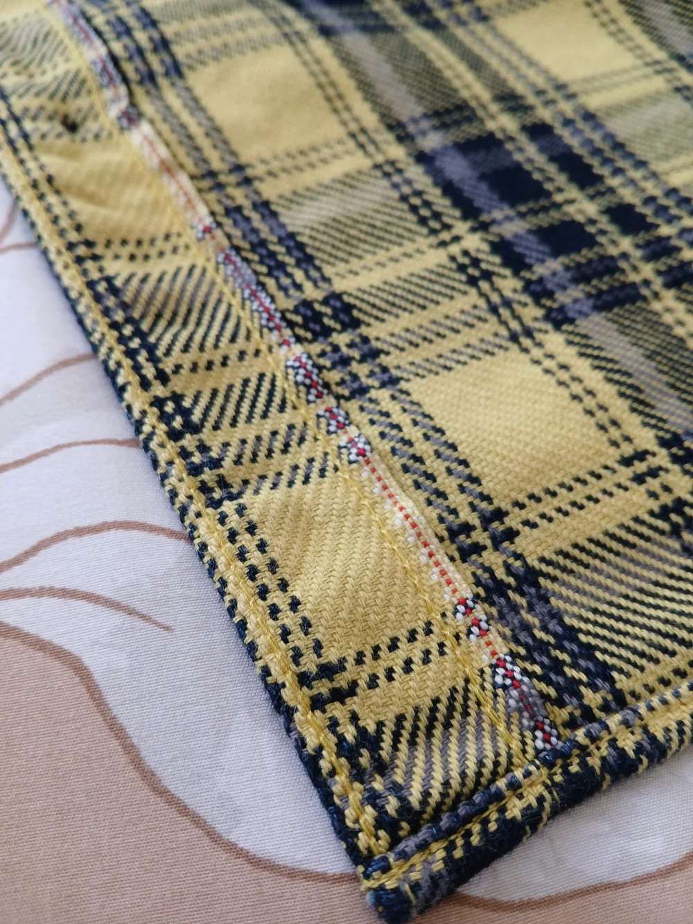 Iron Heart IHSH-412-YEL - 9oz Selvedge Indigo Check Flannel Work Shirt - Yellow - Picture 7 of 11